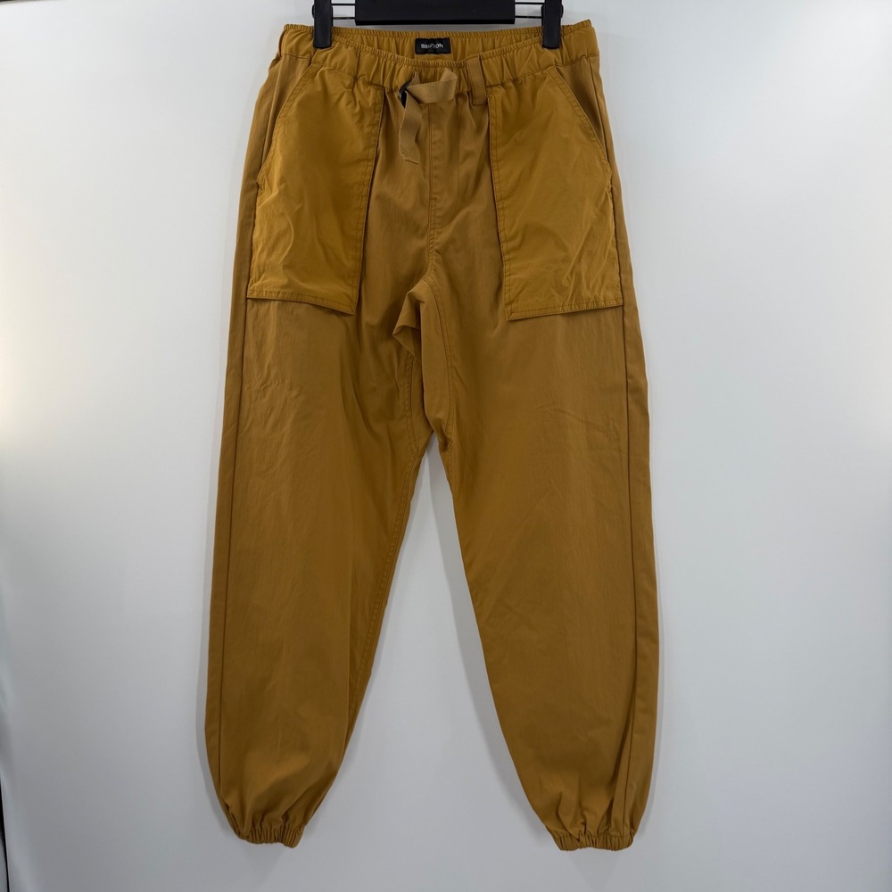 Brixton Mens Relaxed Fit Jogger Pants Mustard Yellow Ochre Nylon Stretch Size M